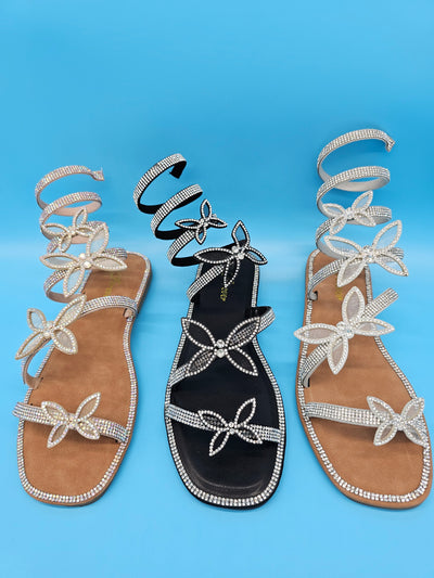 Rhinestones Spiral Wrap High Sandals