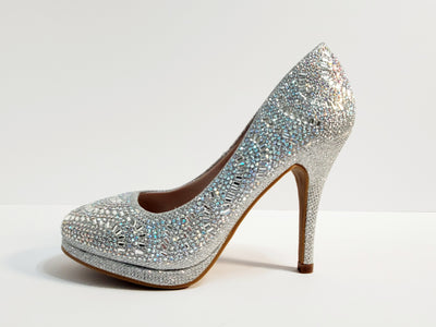 women's fancy heels silver