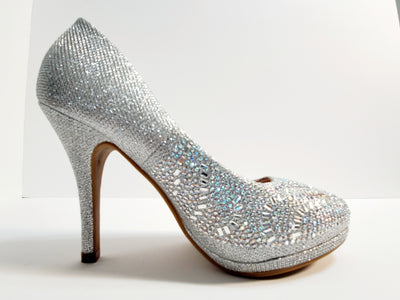 women's fancy heels silver
