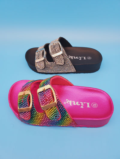 Kids Two Bands crystal  Sandals