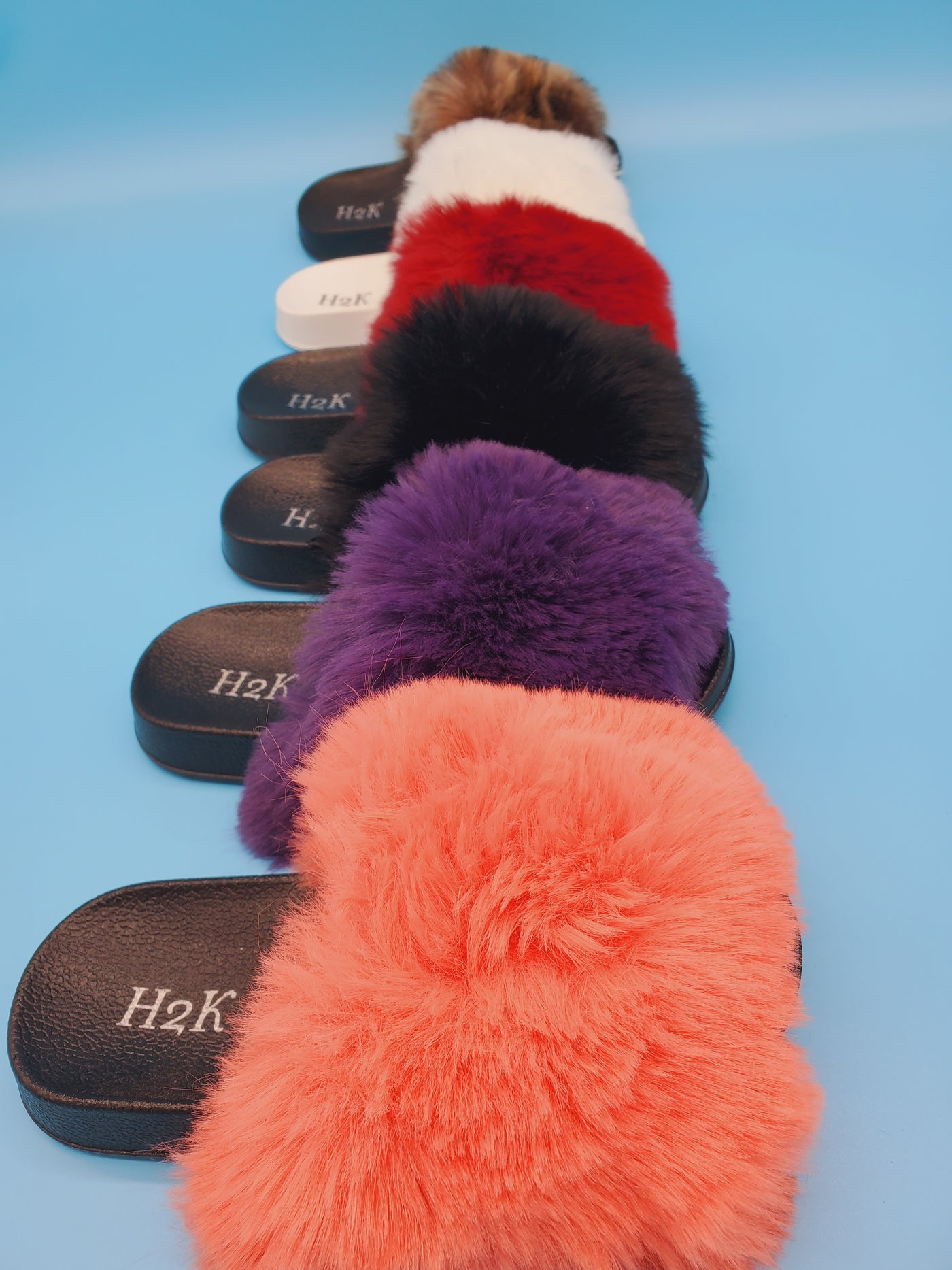 Kids Open Toe Faux Fur Slides