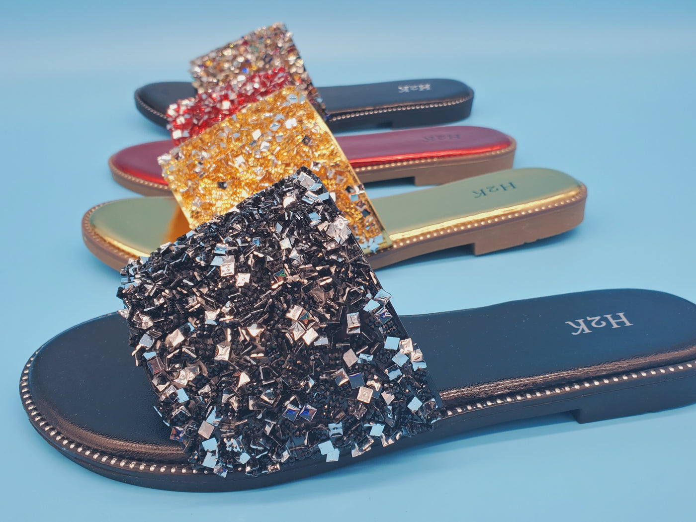 Crystal  Covered Open Toe Slippers