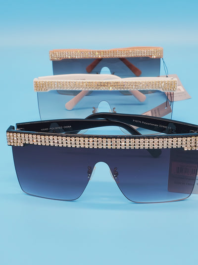 Jewel Lined Up Straight Sunglasses