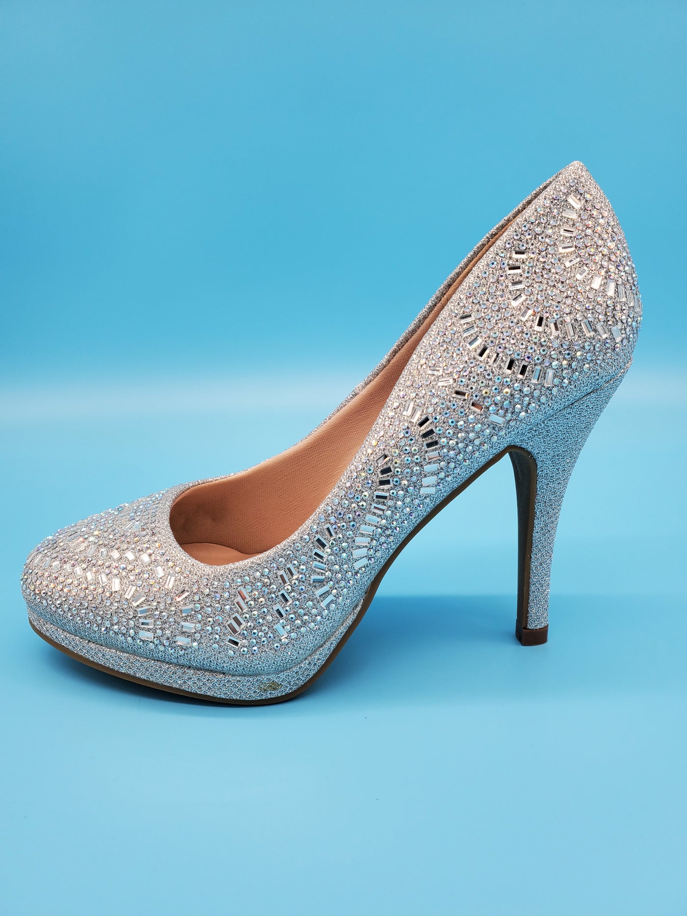 Crystal Covered Silver Heels