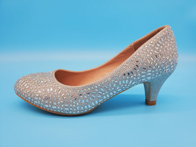 Crystal Covered Low Heels