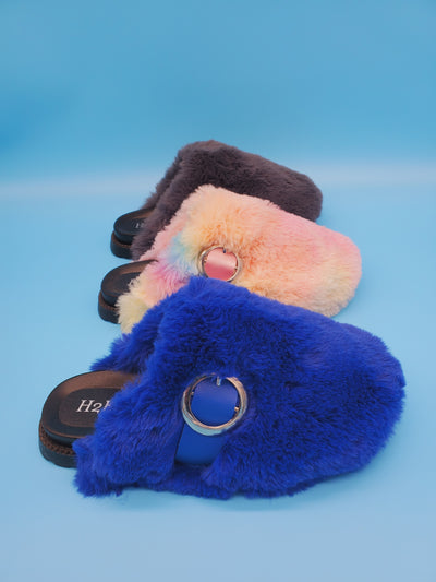 Slip On Entry Faux Fur Slippers
