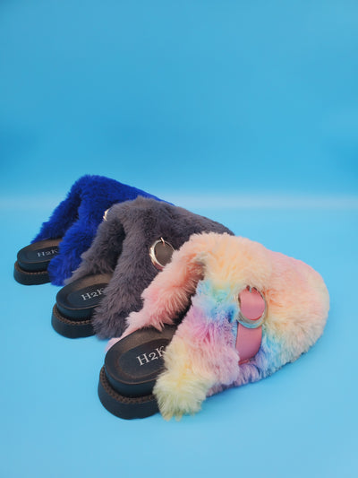 Slip On Entry Faux Fur Slippers