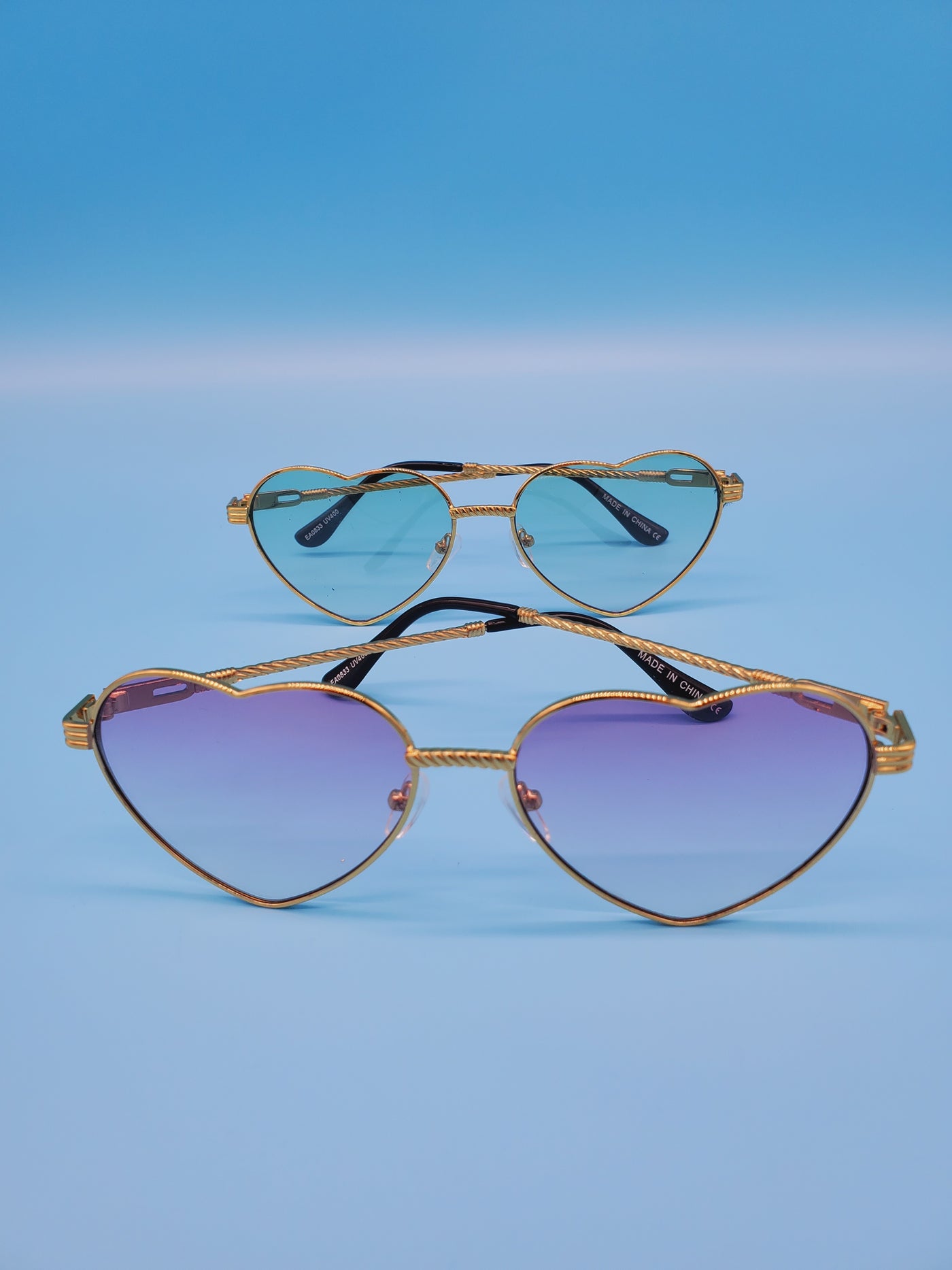 Stylish Heart Gold Frame Sunglasses