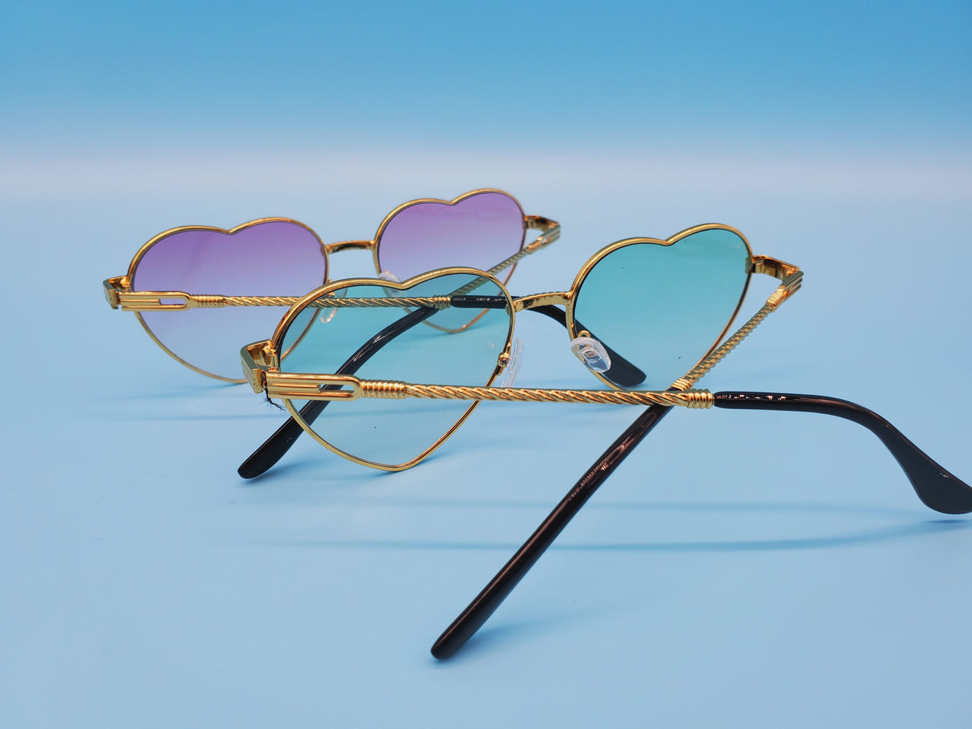 Stylish Heart Gold Frame Sunglasses