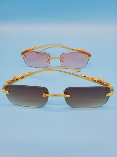 Luxury Rimless Tinted Lens With Gold Frame