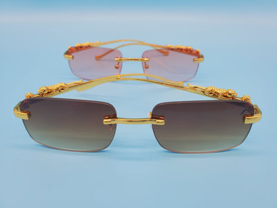 Luxury Rimless Tinted Lens With Gold Frame